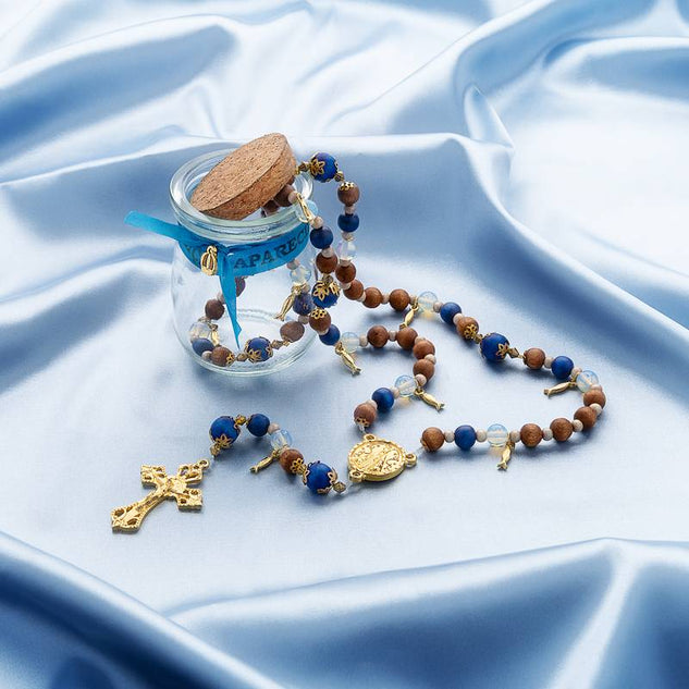 Terço de Madeira com Medalhas Estilo Aparecida – Milagre da Pesca – 10 mm