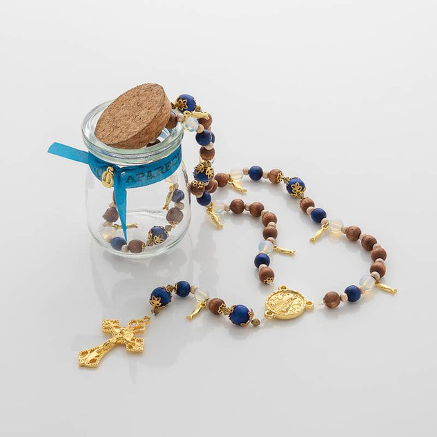 Terço de Madeira com Medalhas Estilo Aparecida – Milagre da Pesca – 10 mm